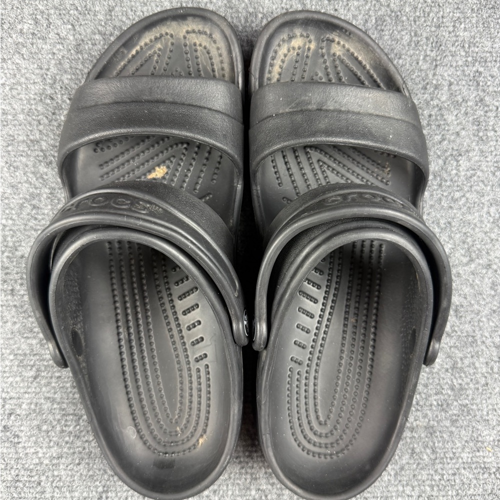 Unisex Crocs CLASSIC Women’s size 11, Men’s size 9 black two strap slides